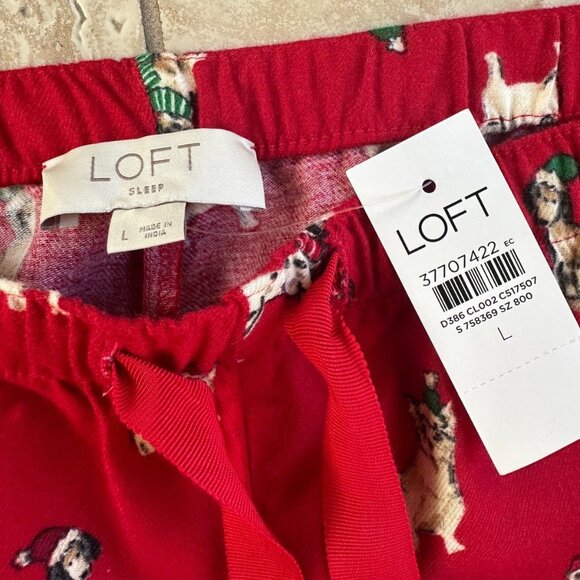 ANN TAYLOR LOFT WOMEN'S HOLIDAY DOG PAJAMA PANTS:NWT TANGO RED/MULTI  LARGE - Picture 6 of 9